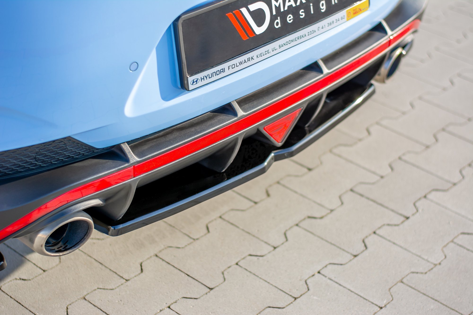 Mittlerer Cup Diffusor Heck Ansatz für Hyundai I30 N Mk3 Fastback schwarz matt