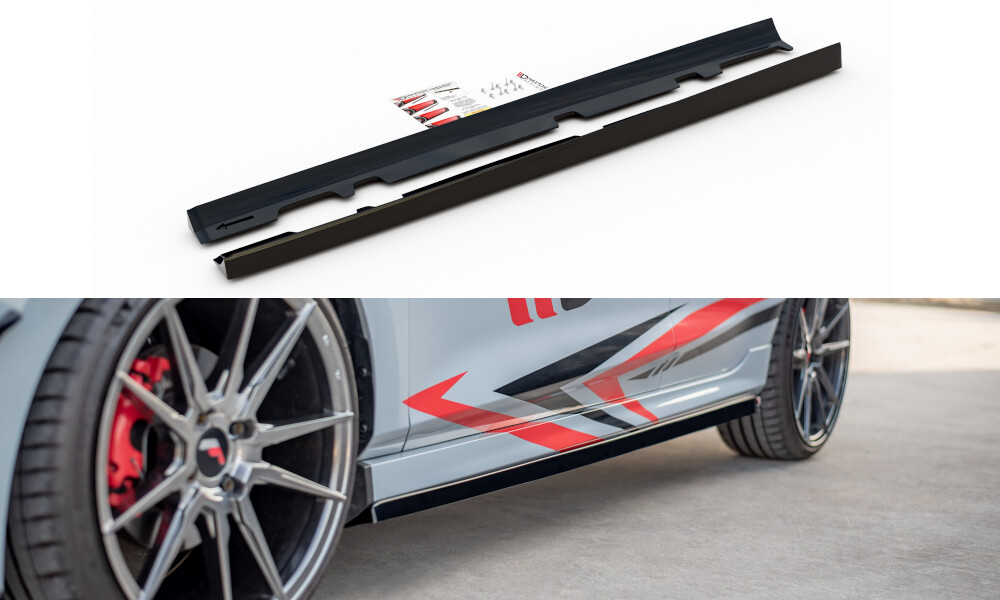 Seitenschweller Ansatz Cup Leisten V.2 für Ford Fiesta Mk8 ST / ST-Line schwarz Hochglanz
