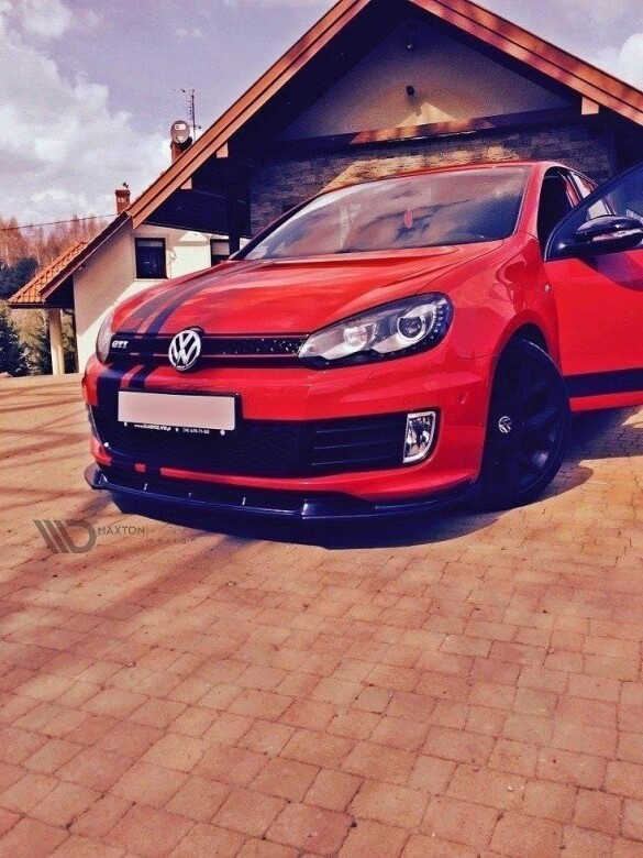 Cup Spoilerlippe Front Ansatz für VW GOLF 6 GTI 35TH schwarz Hochglanz