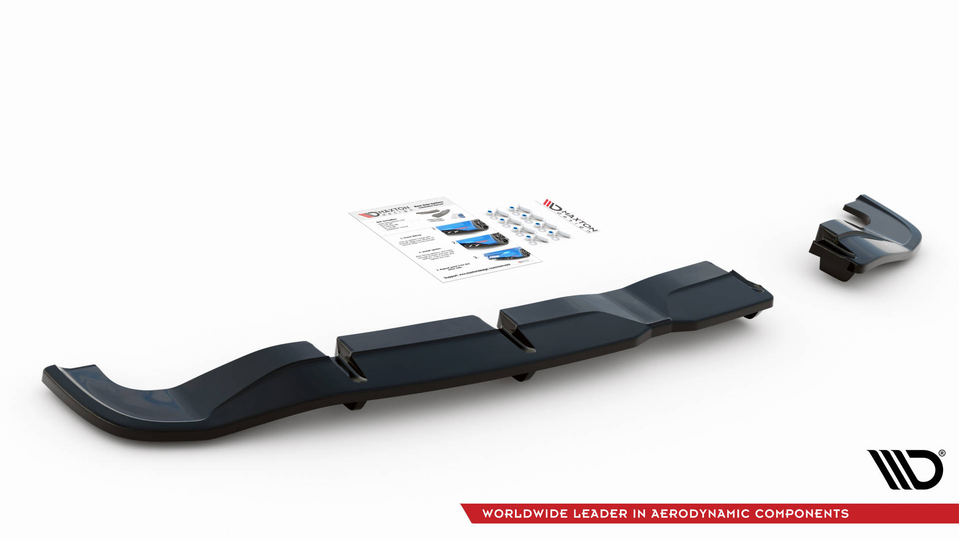 Hinten Splitter (mit einem vertikalem balken) Hyundai I20 N Mk3 schwarz Hochglanz