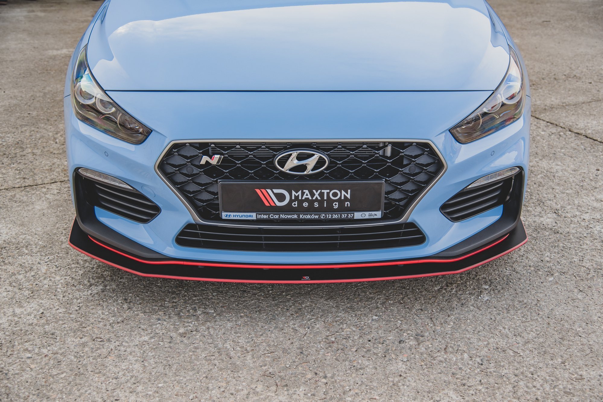 Robuste Racing Front Ansatz für passend + Flaps für Hyundai I30 N Mk3 Hatchback / Fastback schwarz Hochglanz