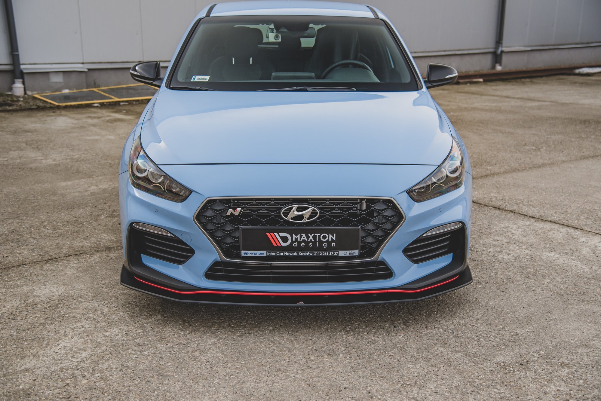 Robuste Racing Front Ansatz für passend + Flaps für Hyundai I30 N Mk3 Hatchback / Fastback schwarz Hochglanz