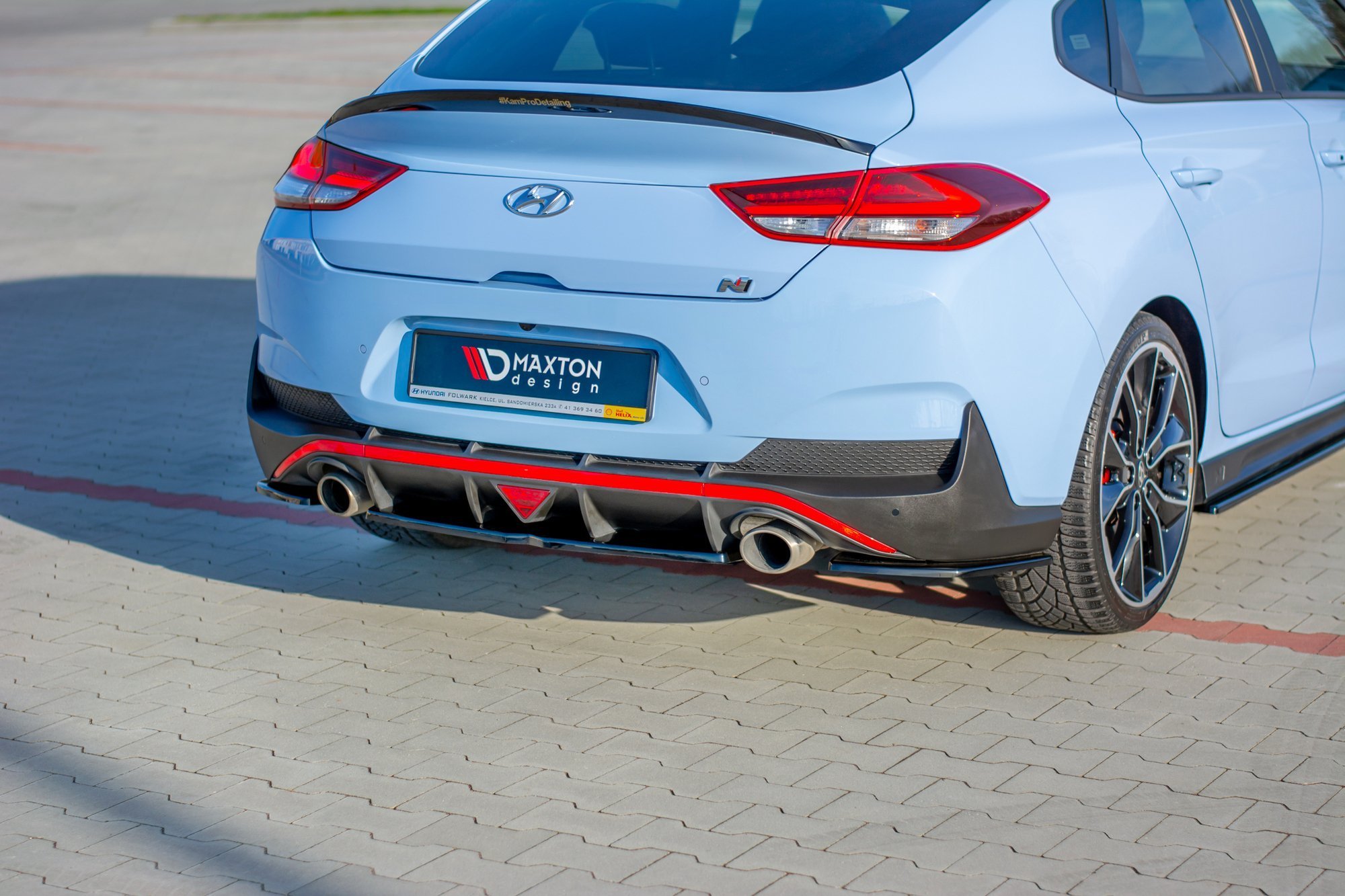 Mittlerer Cup Diffusor Heck Ansatz für Hyundai I30 N Mk3 Fastback schwarz matt