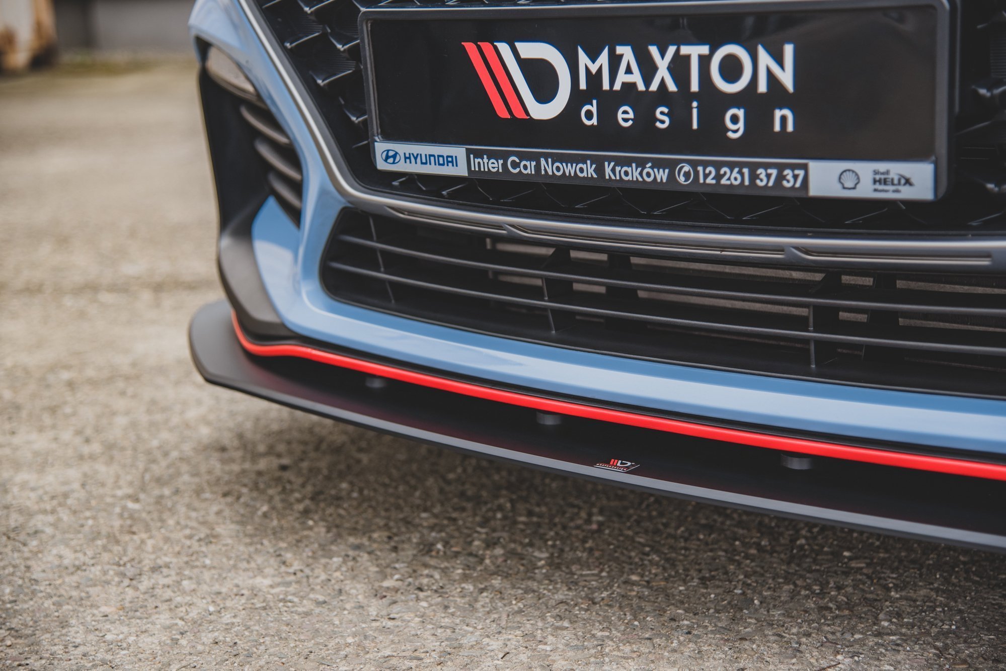 Robuste Racing Front Ansatz für passend + Flaps für Hyundai I30 N Mk3 Hatchback / Fastback schwarz Hochglanz