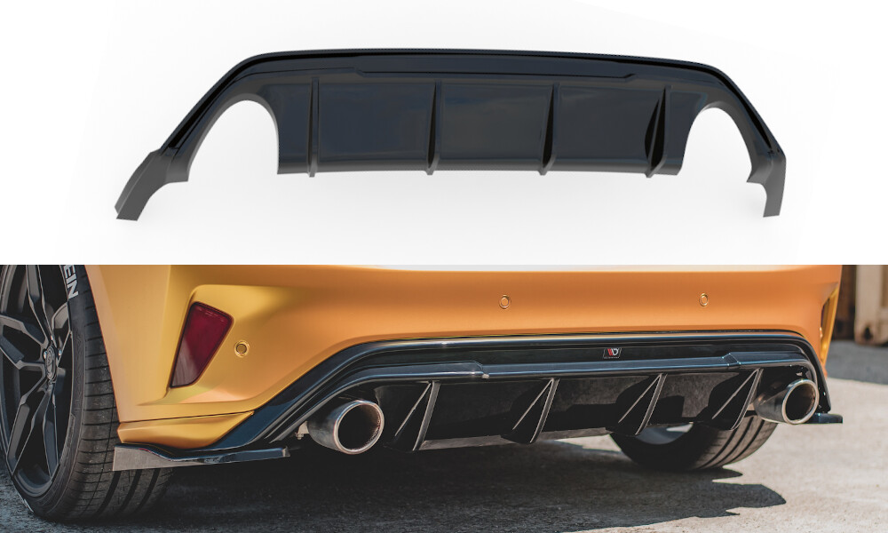 Heck Ansatz Diffusor V.3 für Ford Focus ST Mk4 schwarz Hochglanz