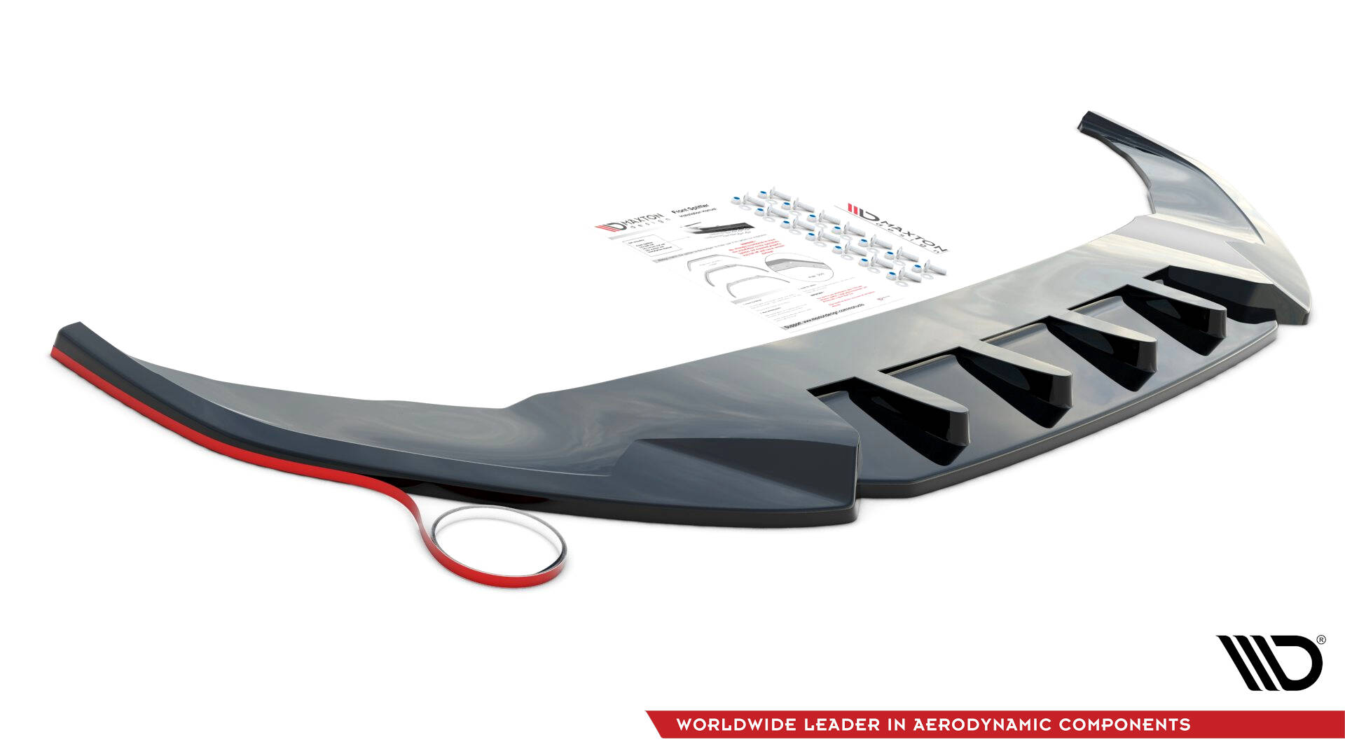 Hinten Splitter (mit einem vertikalem Balken) Hyundai Kona N-Line Mk2 schwarz Hochglanz