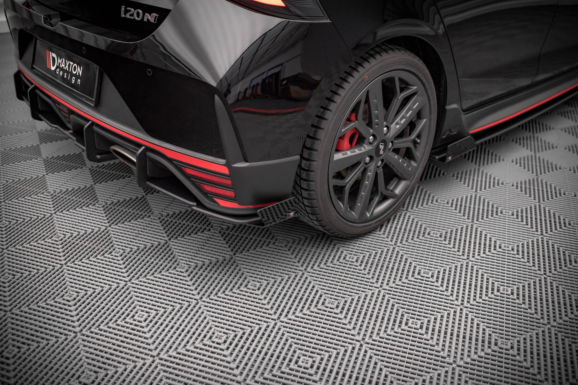 Hintere Seiten Flaps für Hyundai I20 N Mk3 schwarz Hochglanz