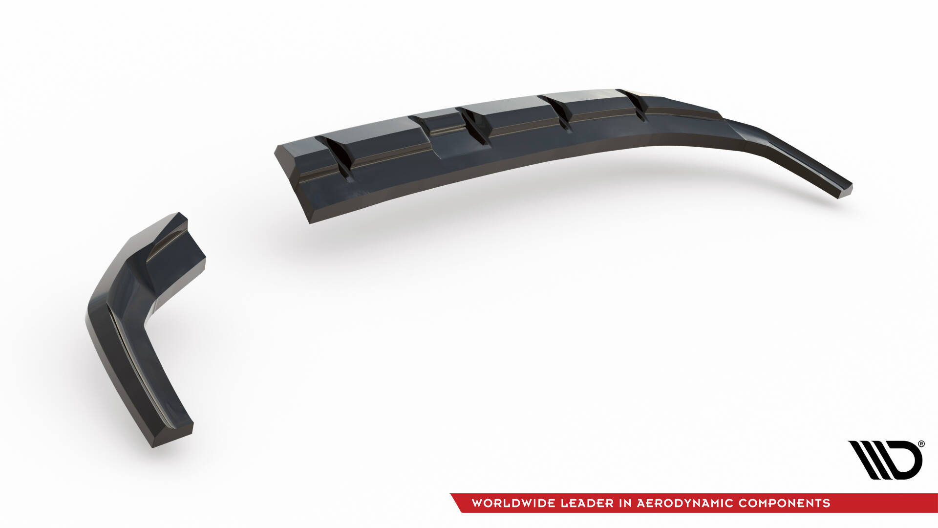Hinten Splitter (mit einem vertikalem Balken) Hyundai Kona N-Line Mk2 schwarz Hochglanz
