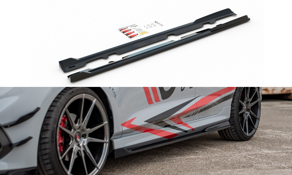 Seitenschweller Ansatz Cup Leisten V.3 für Ford Fiesta Mk8 ST / ST-Line schwarz Hochglanz