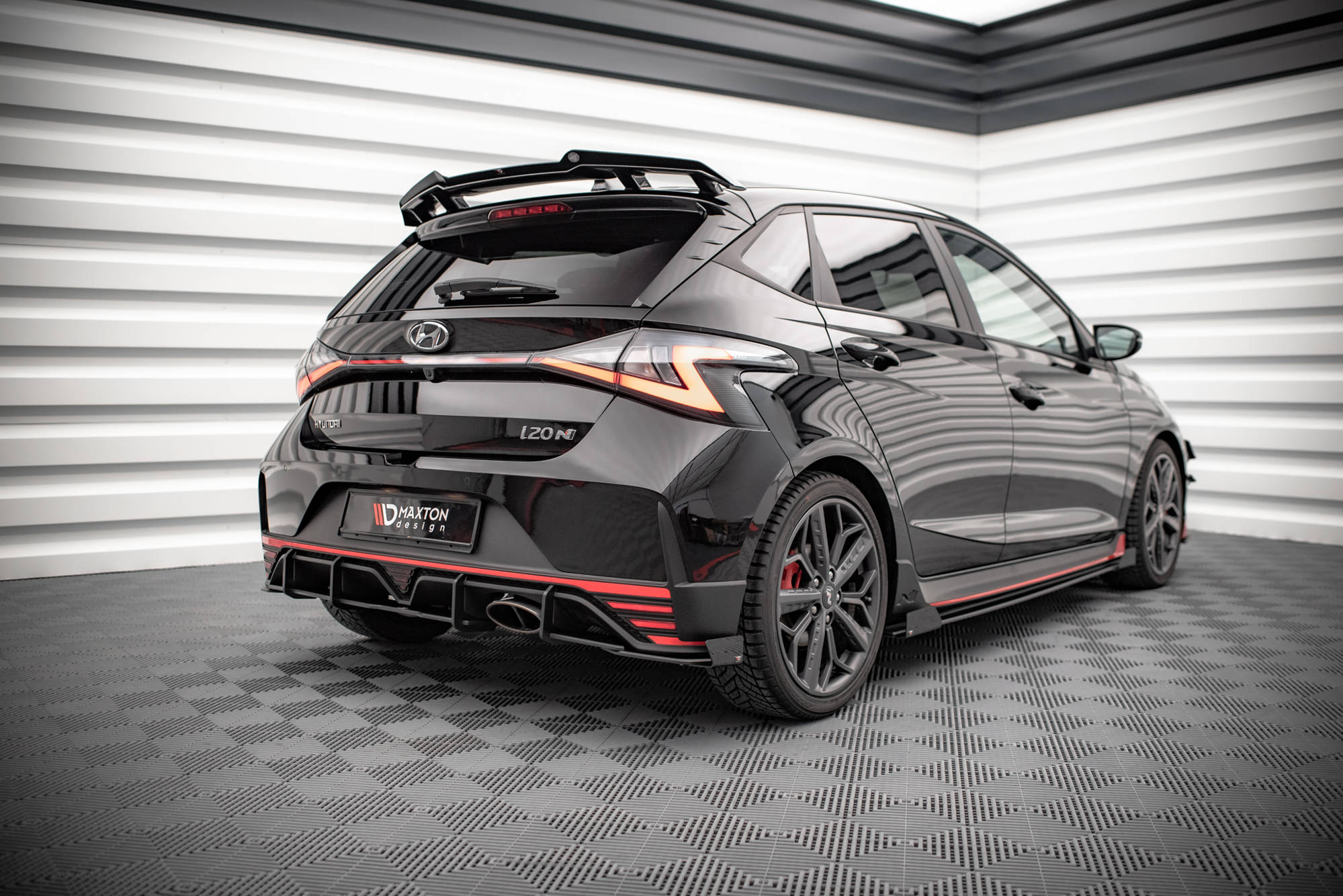 Hintere Seiten Flaps für Hyundai I20 N Mk3 schwarz Hochglanz