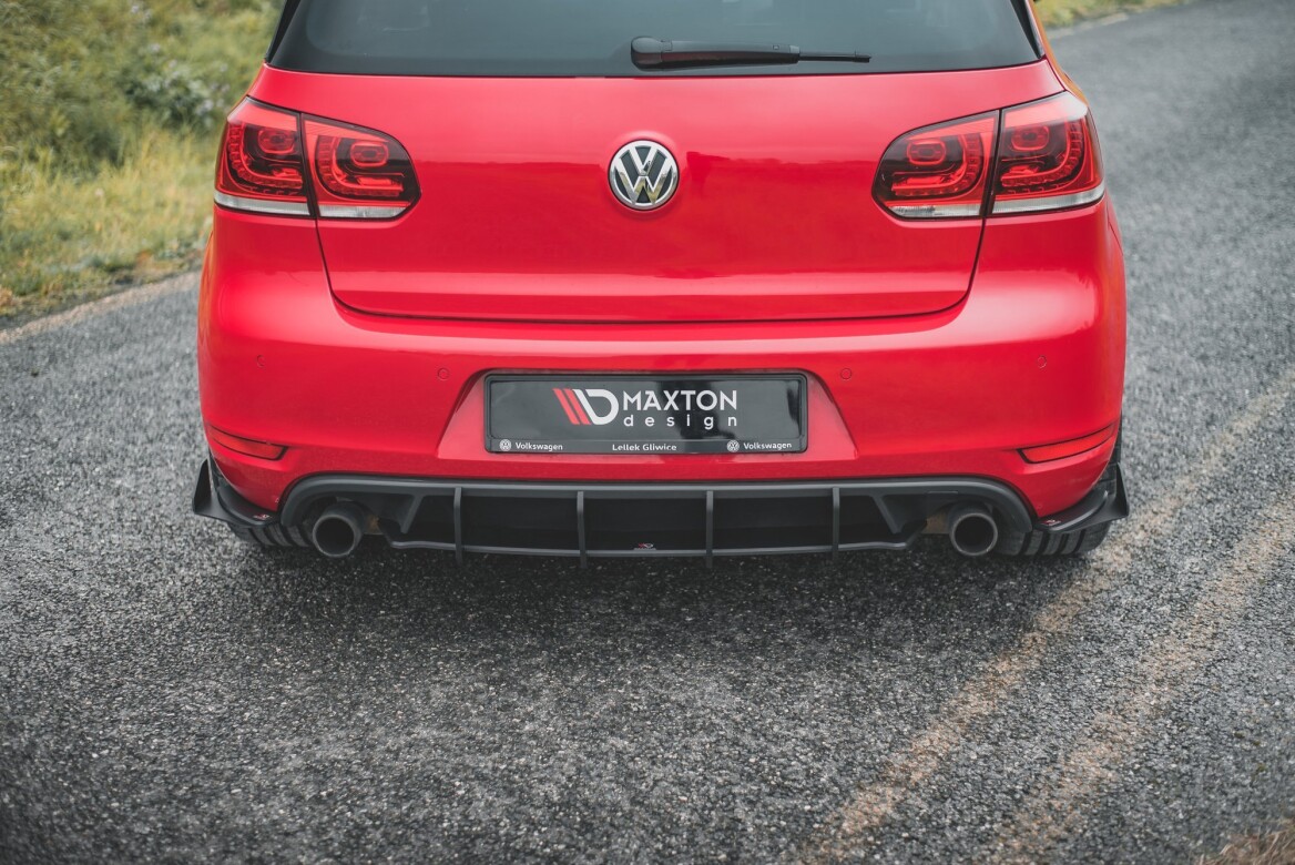 Heck Stoßstangen Flaps / Wings für VW Golf 6 GTI Mk6 schwarz Hochglanz